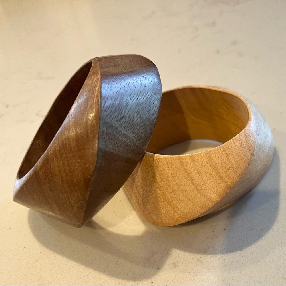 Zara Chunky Stacking Wooden Cuff Bracelets